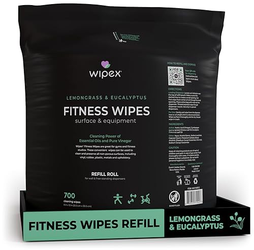 Wipex Toallitas de gimnasio para limpieza de equipos, 700 toallitas naturales grandes para dispensadores, hechas con citronela, aceite de eucalipto