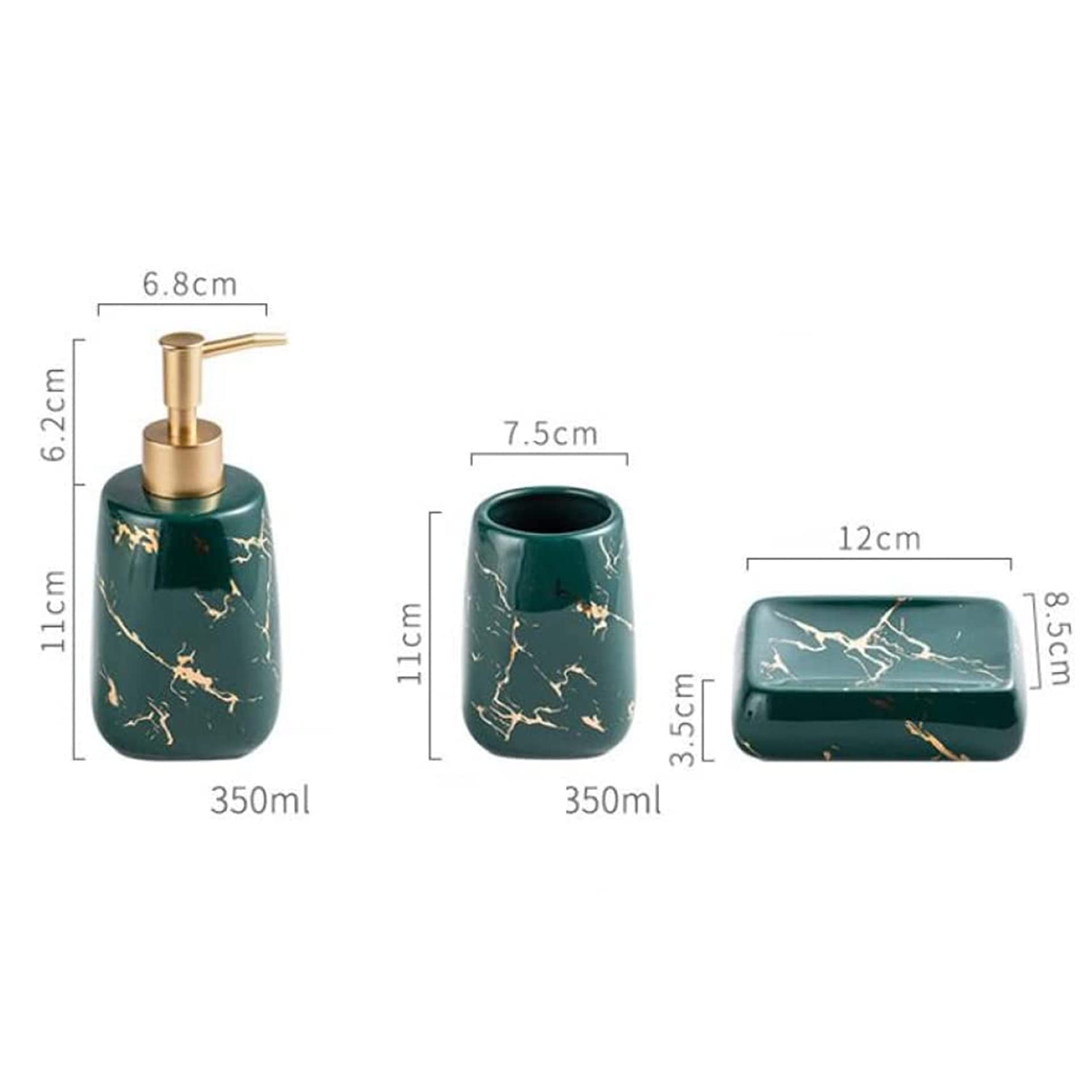 Zestaw łazienkowy wykonany z ceramicznych nowoczesnych luksusowych akcesoriów łazienkowych 3-częściowy zestaw marmurkowych ceramicznych akcesoriów z zestawu łazienkowym.,A