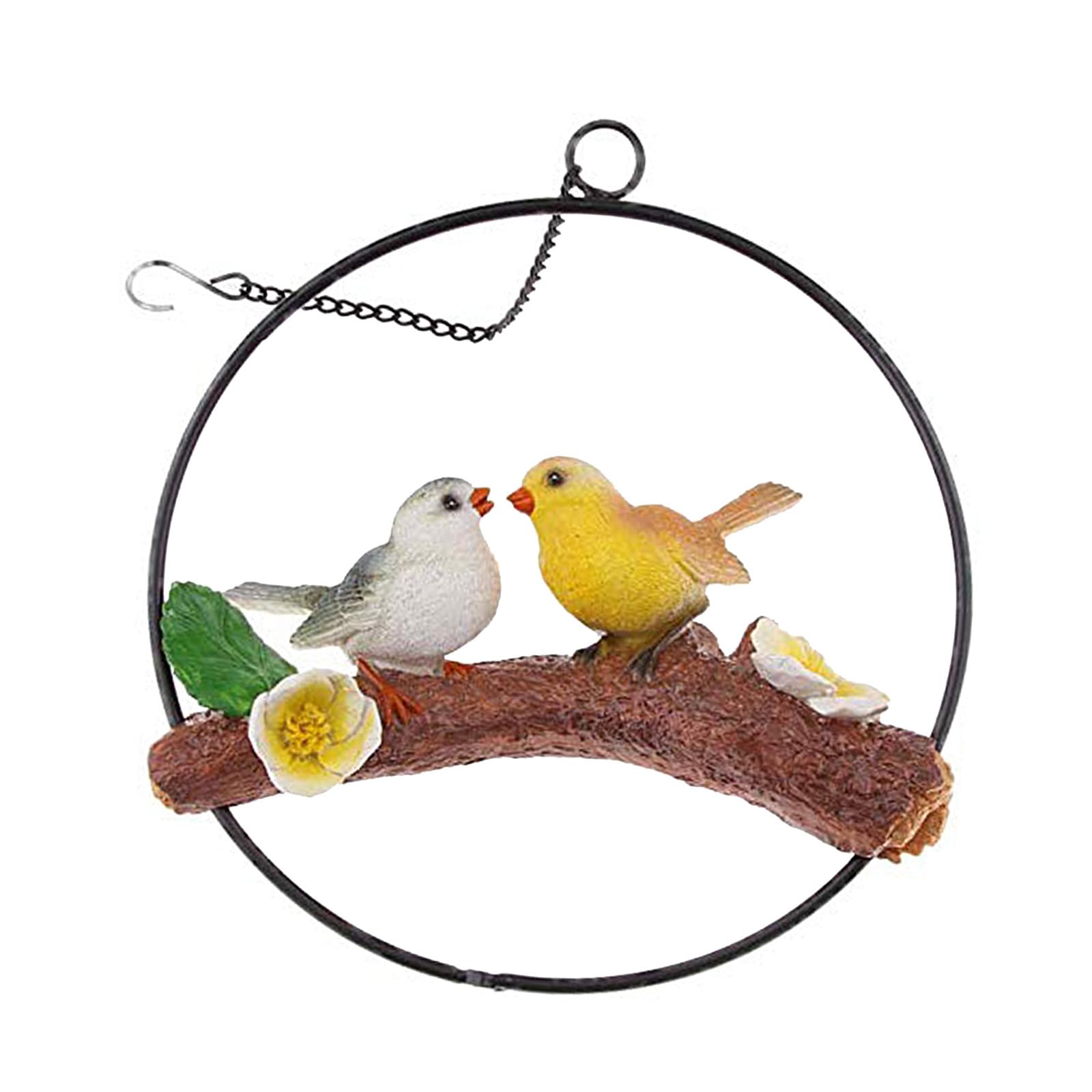 Piceioep Hanging Parrots Statues Sculpture Perching on Branch Animal Figurines Sculptures for Home Garden Patio Lawns Decorations Animal Figurines Sculptures Home Decors