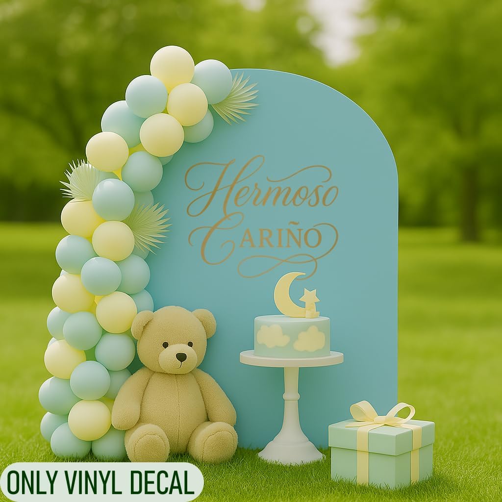 Fiesta Decor Vinyl Decal Hermoso Cariño Spanish Baby Shower Party Wall Sticker Romantic Latin Music Event Decoration Custom Celebration Sign Wedding Birthday Quinceañeras 4650ig (L 28.5 in X 35.5 in)