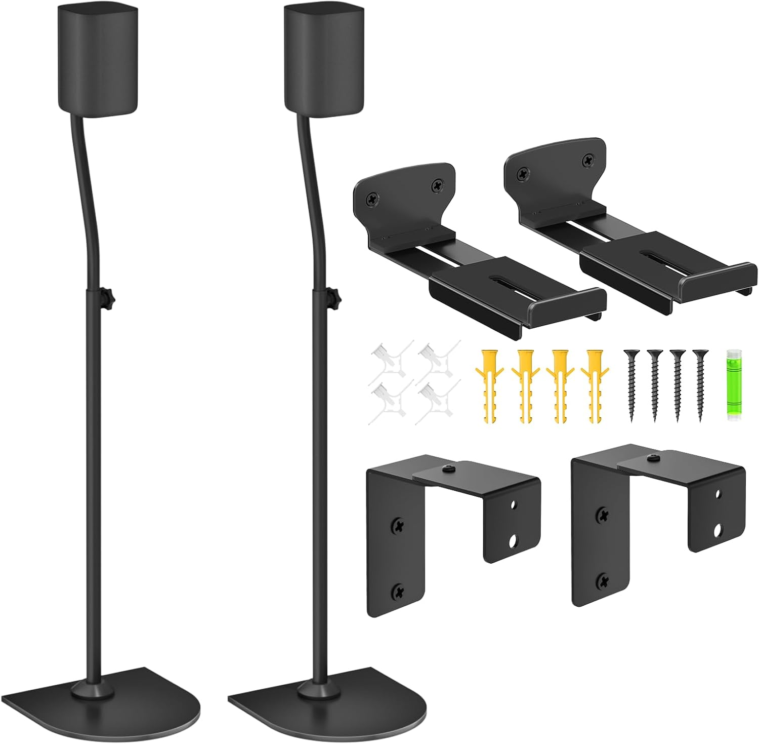 Speaker Stands Pair and Adjustable Soundbar Mount