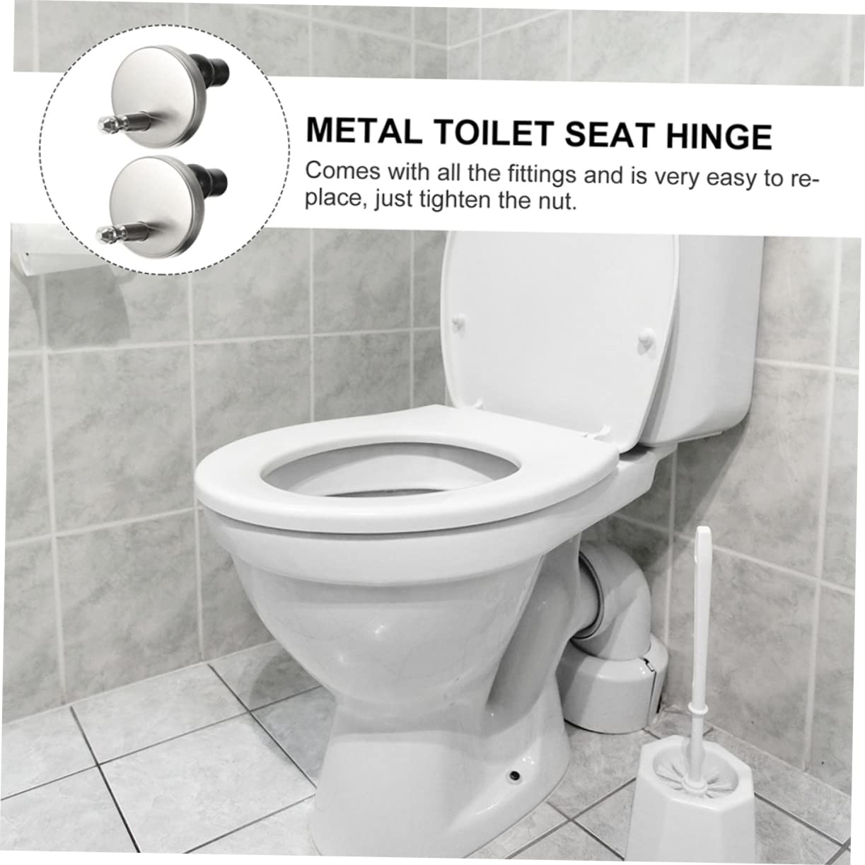 Set 2 Bulloni e Viti Fissaggio Sedile Wc, Raccordi a Sgancio Rapido per Cerniere Superiori, Compatibili Sedili Standard in Legno, Resina e Plastica, Accessori Riparazione Toilette