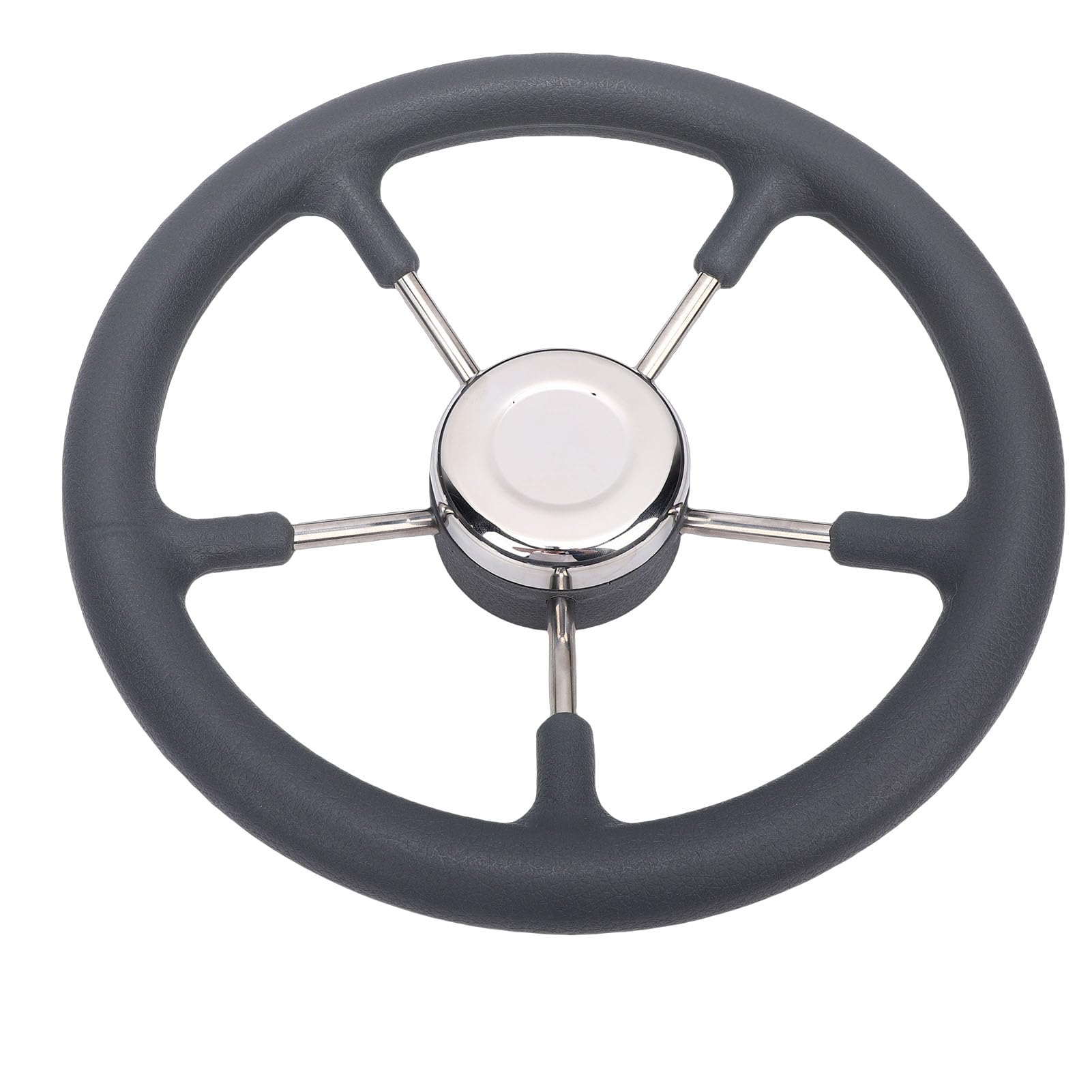 Tbest Volante para Barco de Acero Inoxidable de 13 Pulgadas, Dirección para Barco de Acero Inoxidable Estilo DestroyerRueda con Empuñadura de Espuma, 5 Radios, ángulo de 15 Grados