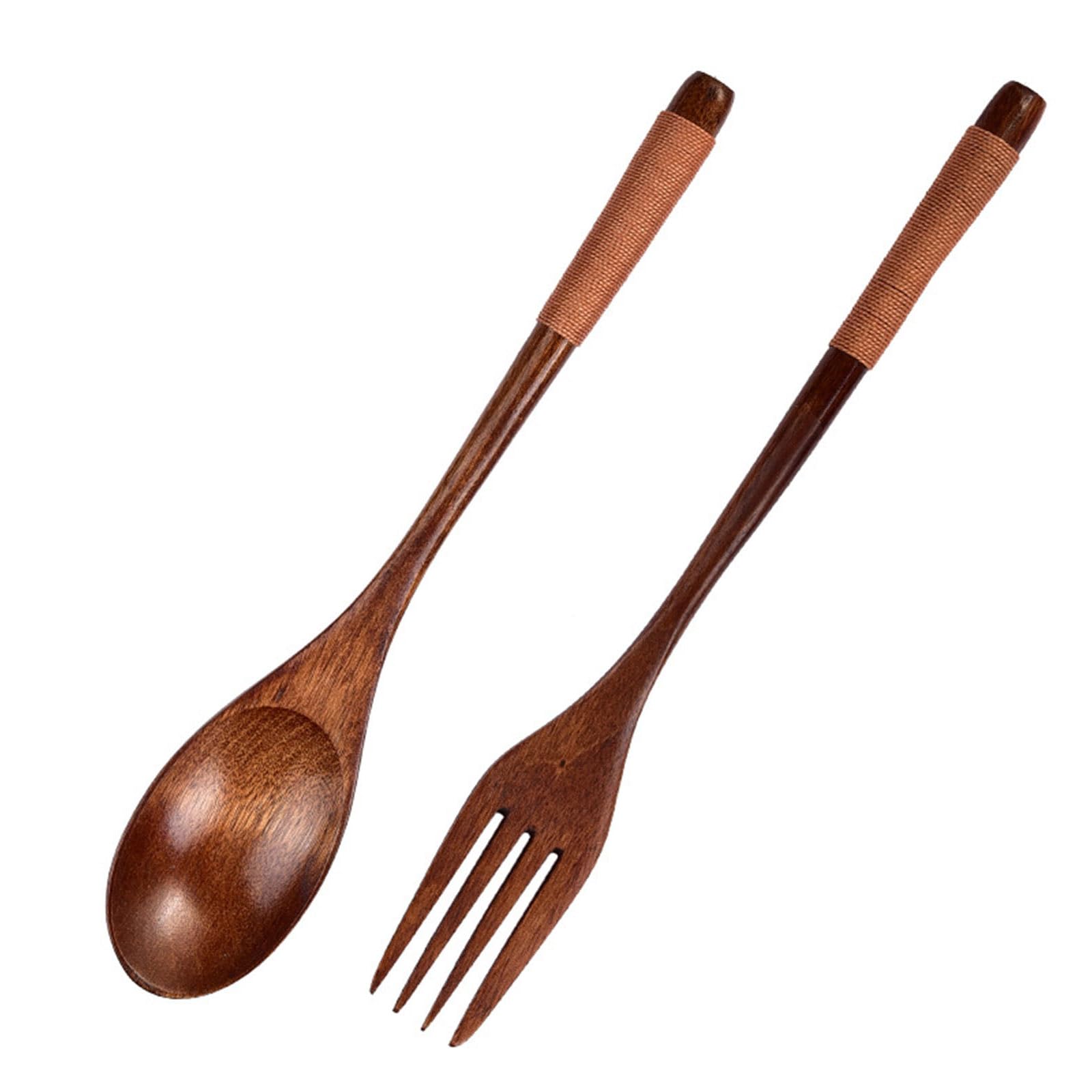 Buxuaaaa Sustainable Wooden Utensils Set with Extended Handle Japanese Styles Tableware for Soup Serving Salad Mixing Kitchen Essential User Friendly Wooden Utensils Kitchenwares