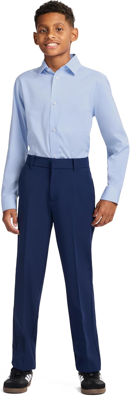 Tommy Hilfiger Boys Long Sleeve Solid Twill Dress Shirt, Collared Button-Down with Chest Pocket, Regular Fit - Image 2