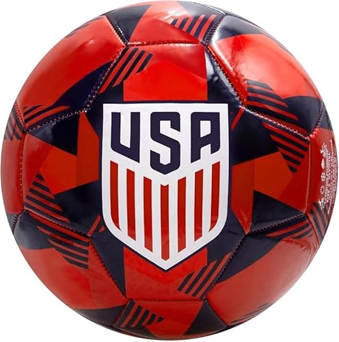 Icon Sports Officially Licensed U.S. Soccer Federation USMNT Soccer Ball Size 5 - Patriot Power Red