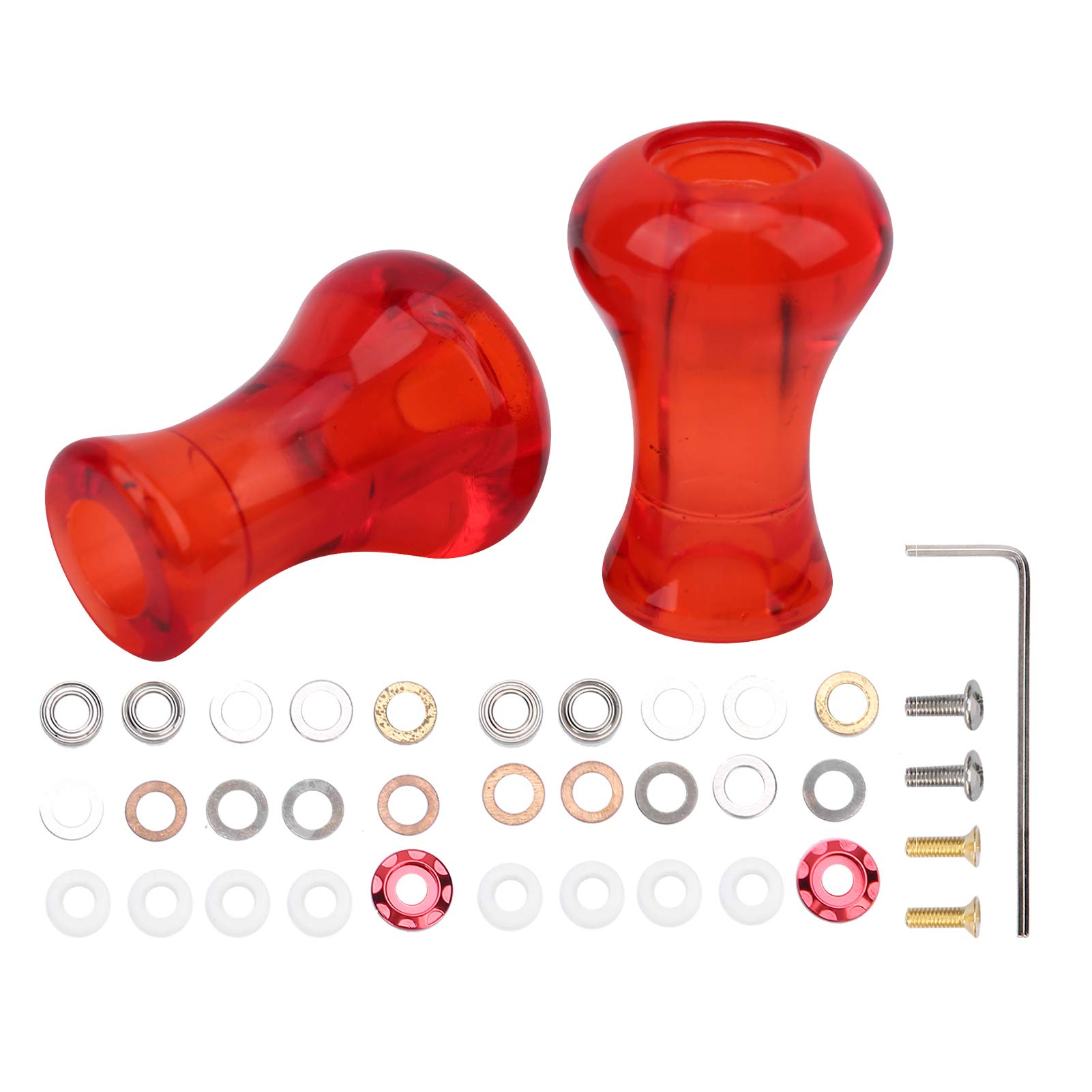 Bouton de poignée de Moulinet de pêche, Paquet de 2 Boutons de Remplacement en Plastique Rouge avec Outils pour moulinets à Profil Bas et rotatifs, Accessoires de Mise à ni