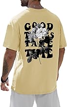 CMTOP Tee Shirt Homme Oversized Tshirt Col Rond Manches Courtes Hauts d'été en Vrac avec Impression Vintage de Fond Streetwear Sport Casual Long Top Coupe Large T Shirt Basique Shirt
