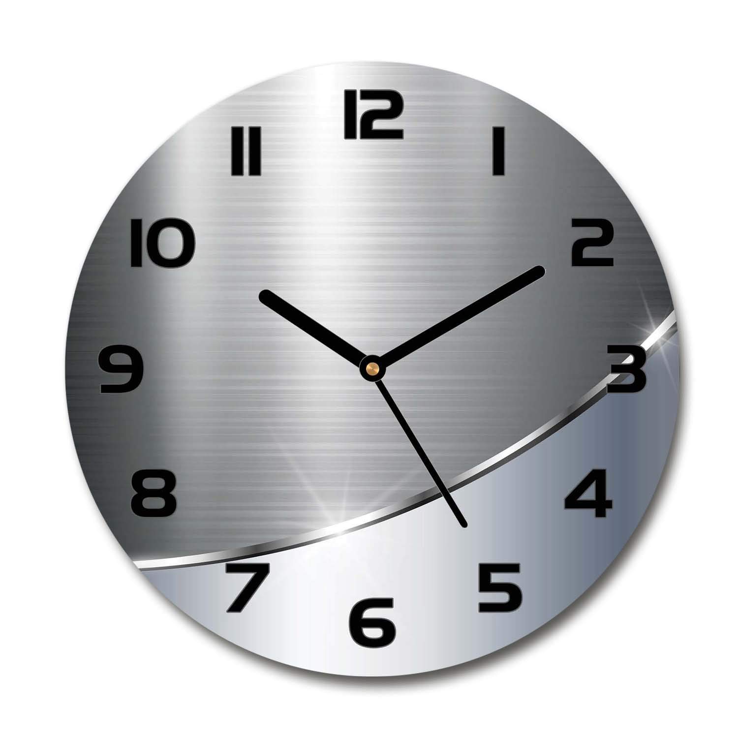 Horloge en verre rond 30cm sans tic-tac Tulup, pendule sur pied stable pour salon calme