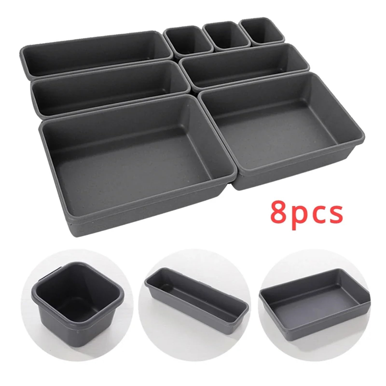 8 bandejas organizadoras de cajones ajustables for cocina, baño, armario, maquillaje, cosméticos, artículos diversos, divisor, soporte for joyas Para Escritorio(Khaki)