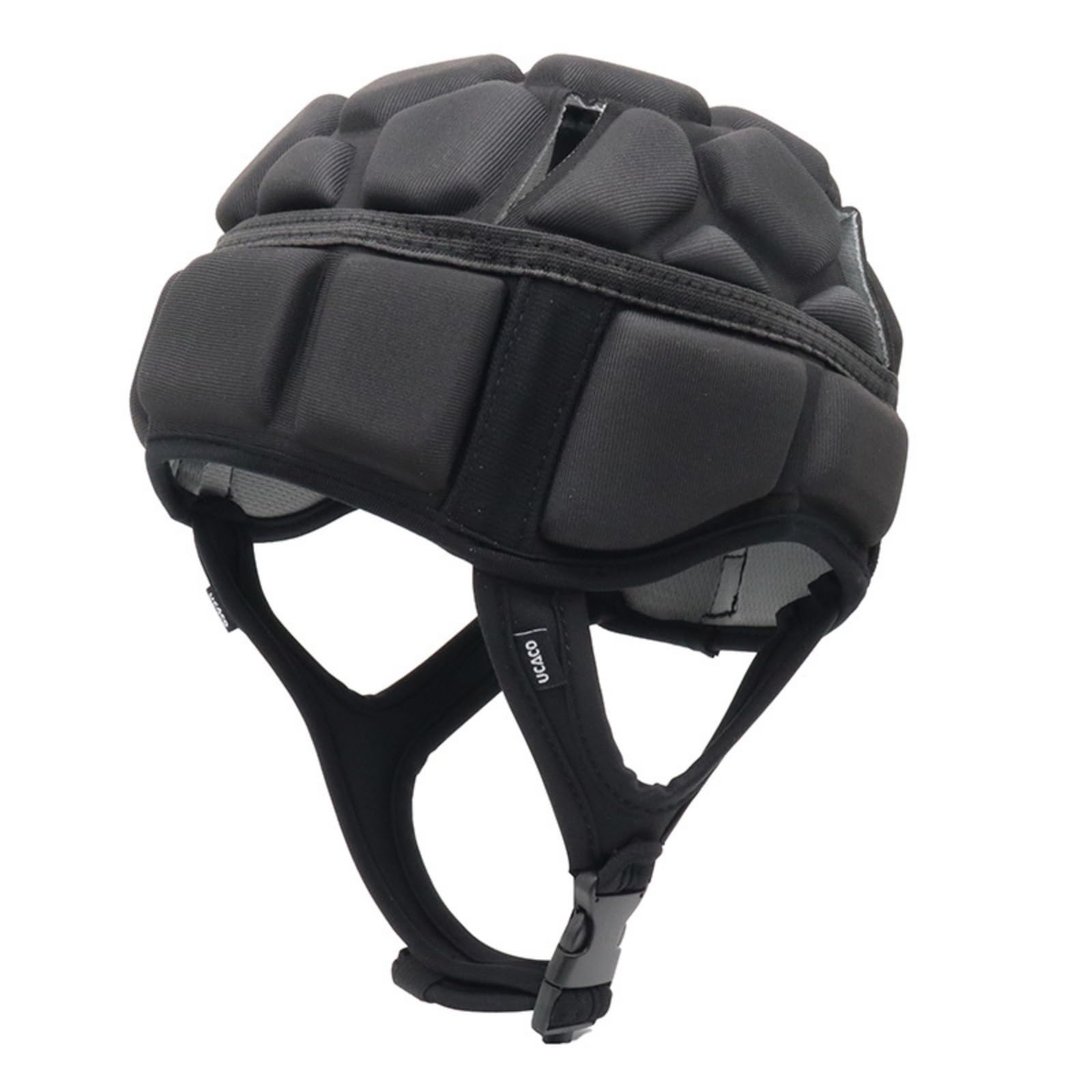 Ronyme Sport Kopfschutz Kopfhaube Schutz Eva Schaum Polsterung Aufprallresistent Luftdurchlässige Kanäle Trockener Anpassbare Passform Kinnband, Schwarz, L57-62cm