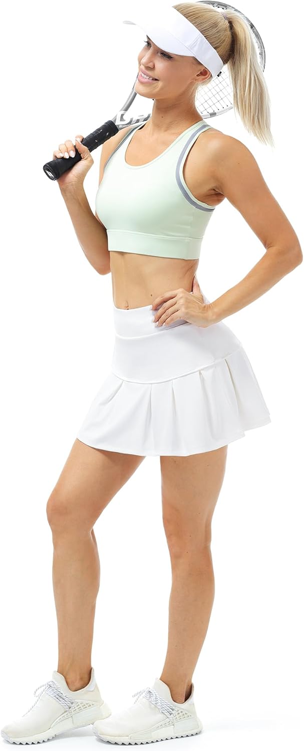 icyzone Pleated Tennis Skirts for Women with Pockets Shorts, Athletic Running Workout Golf Skorts - Image 2