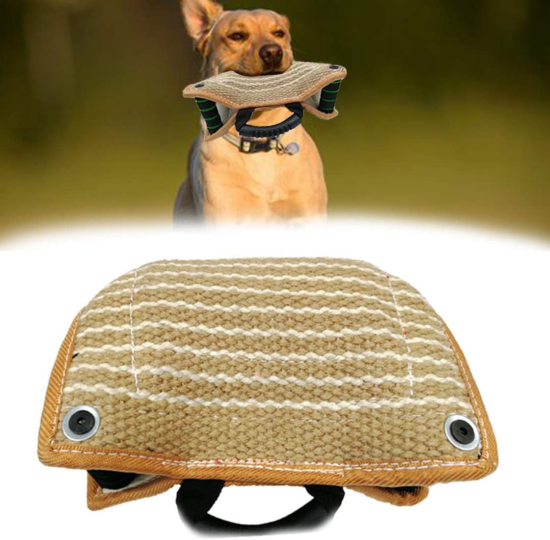Morezi Dog Targeting Bite Wedge Tug Toy for Malinois,German Shepherd,Schutzhund Training,Jute/French Linen