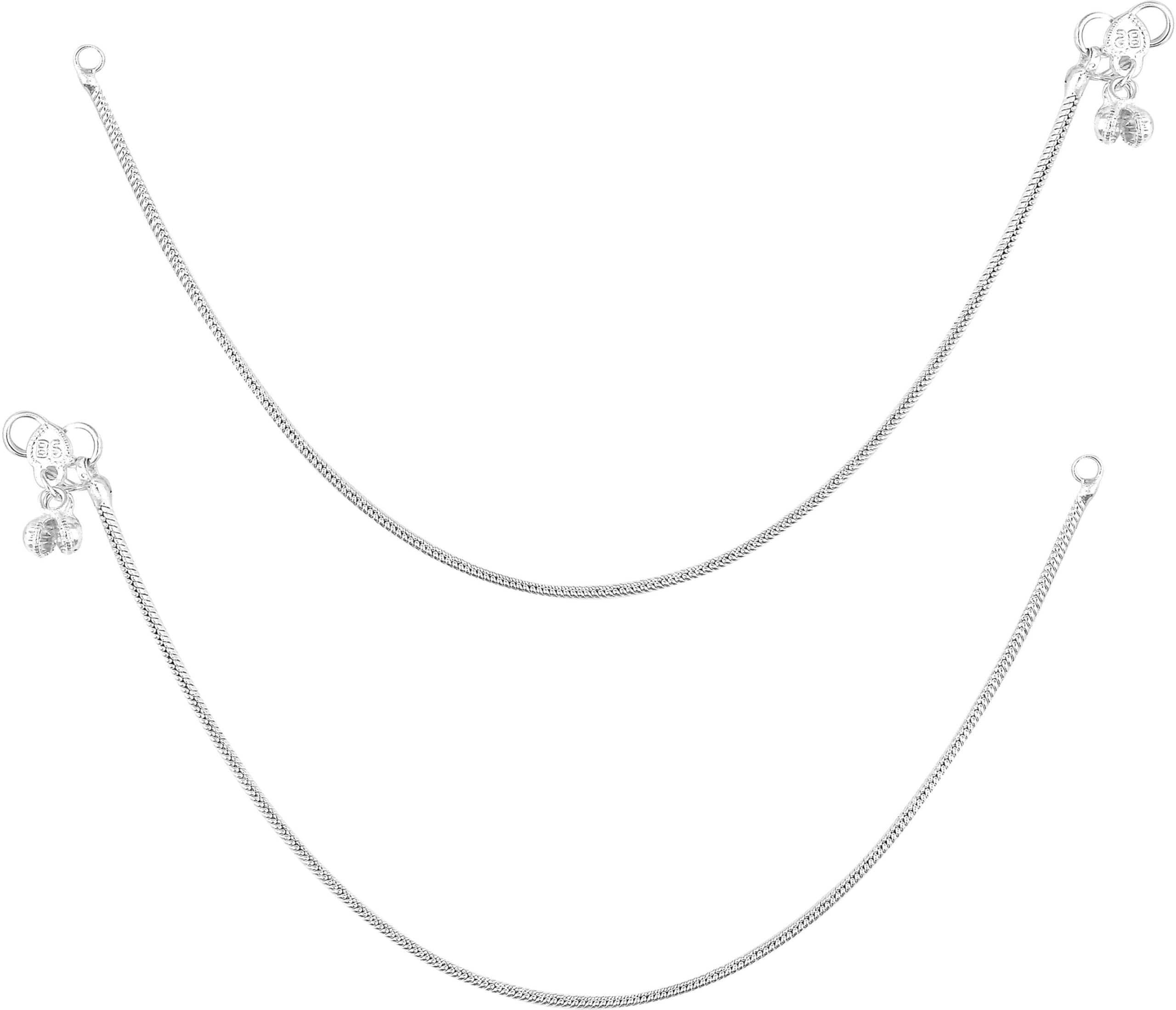 Jewellery for All Occassions Traditional White Metal Anklet Payal Pair for Women Girls (1 Pair)