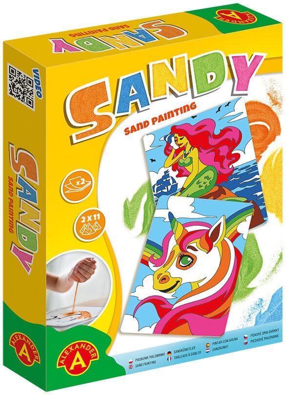 Sandy – Colourful Sand – Mermaids and Unicorns Theme – 6 Stickers – Craft Activity from 5 Years
