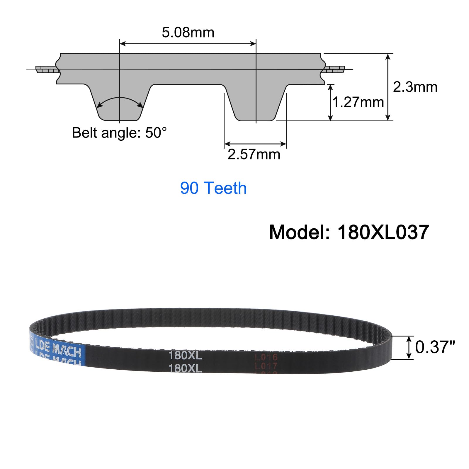 Courroie Synchronisation Sourcing Map 188XL - 94 Dents, Pas 0.20 Pouce - Pour Machines, Imprimantes 3D