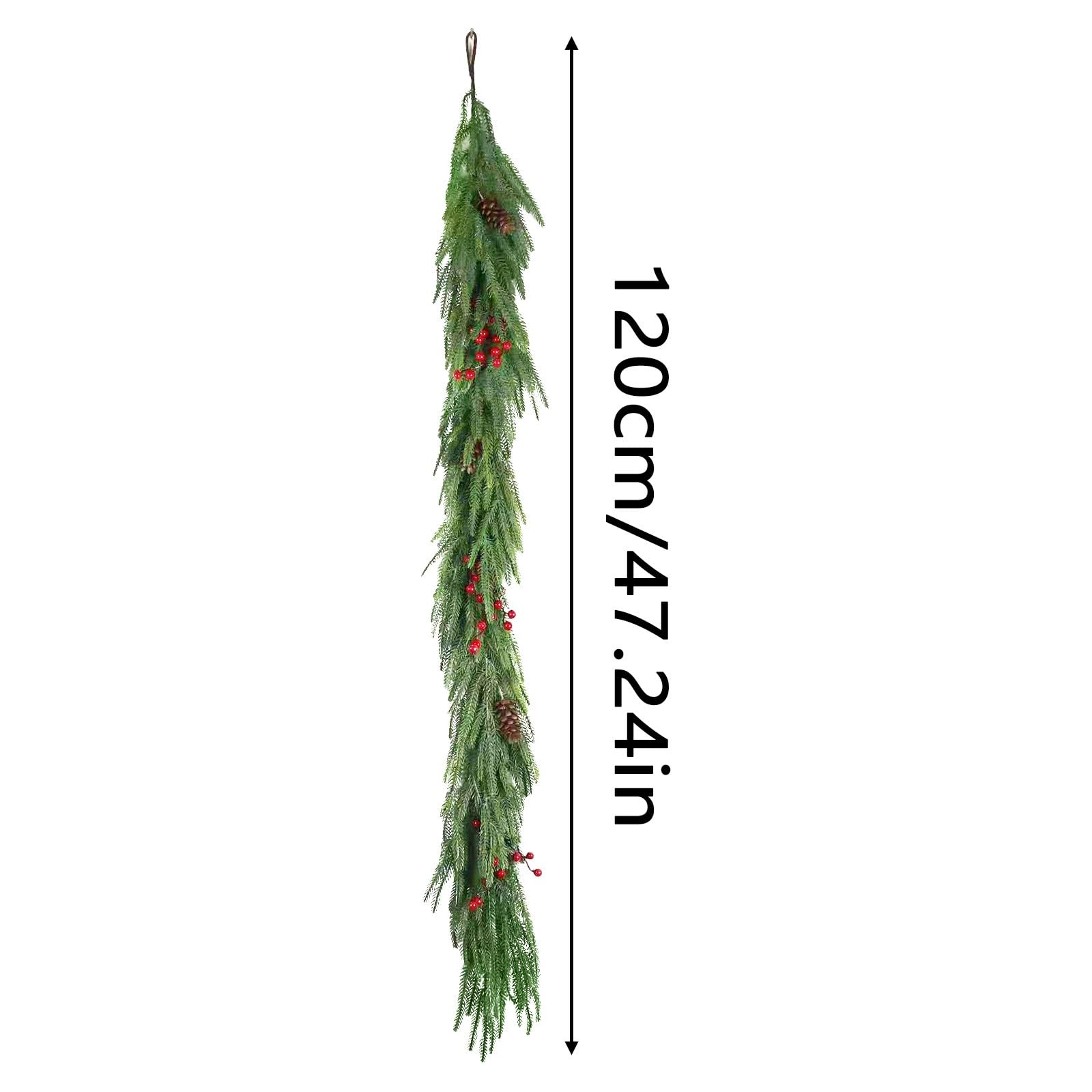 Flores artificiales de 120 cm de largo, con bayas, chimenea, bayas y vides para escaleras, fiestas, fiestas, fiestas, etc