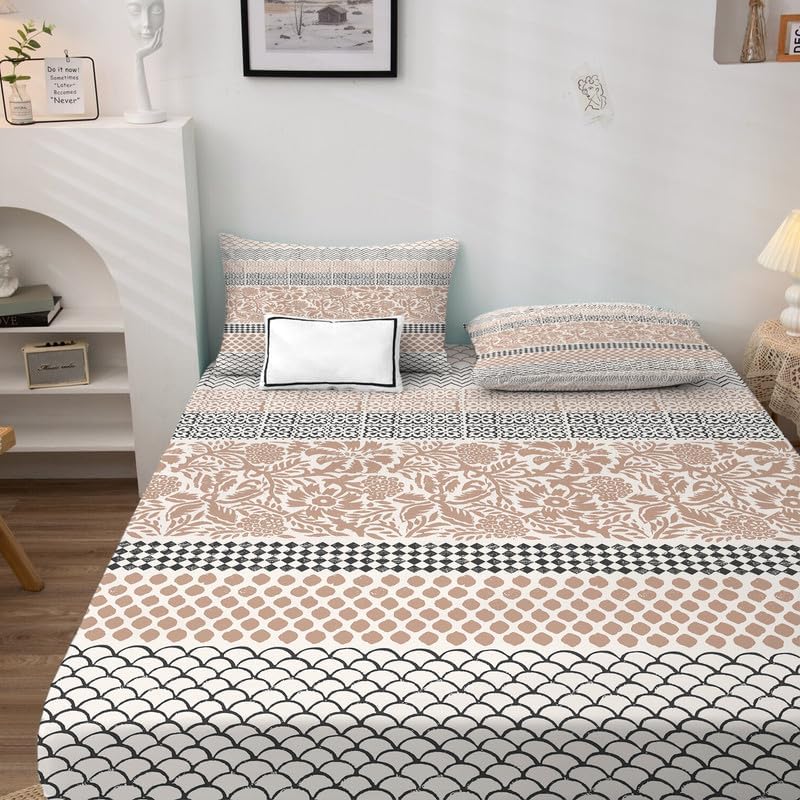 Miniatura 2 de Juego de sábanas tamaño Queen con bolsillo profundo con sábanas y fundas de almohada con patrón bohemio vintage, hecho de material 100% microfibra,