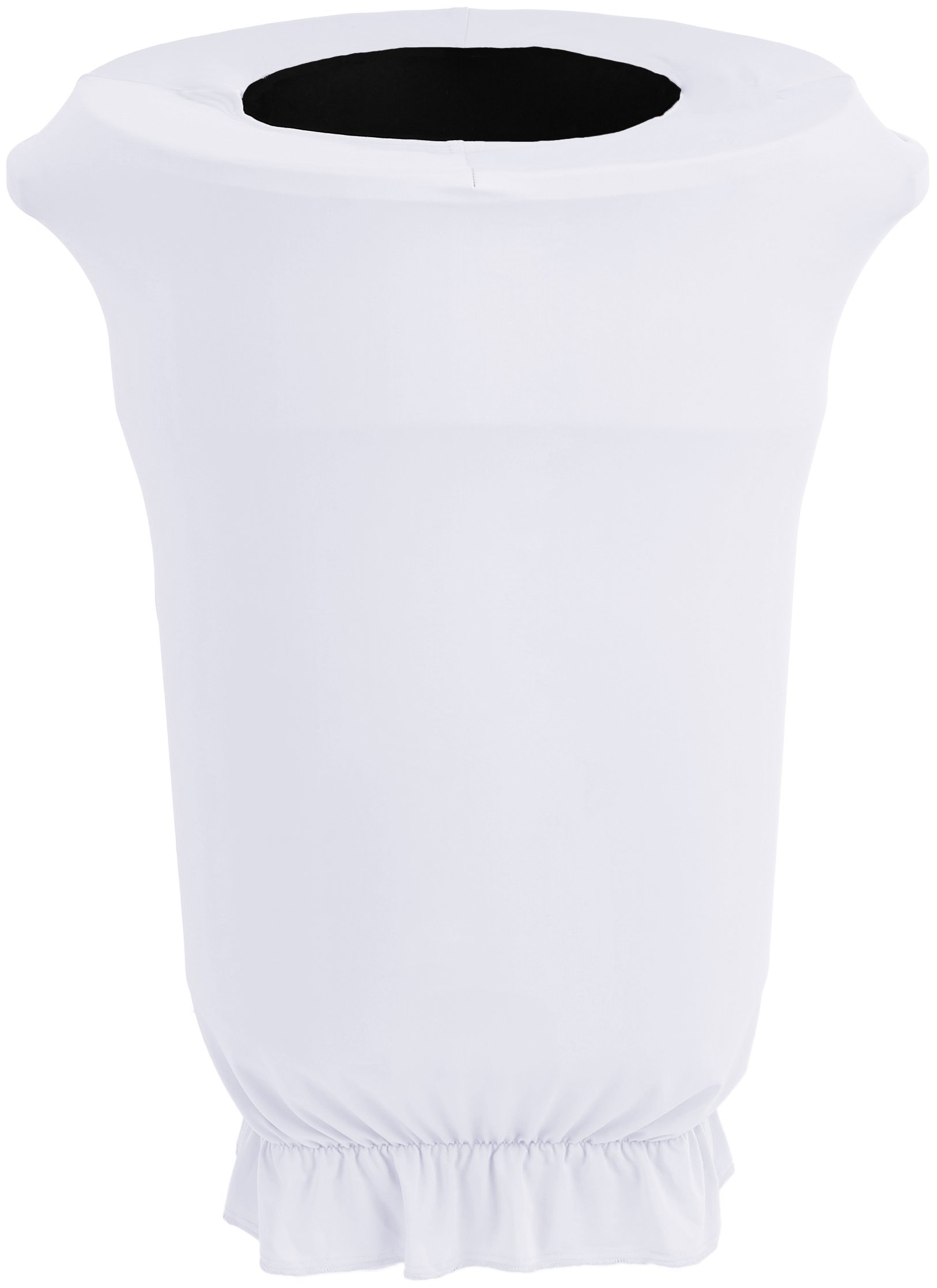 LA Linen Stretch Spandex Fitted Trash Can Cover for 55 Gallon on Wheels, Bin Waste Container Cover, Outdoor Indoor Patio Backyard Decor, White