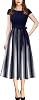 VFSHOW Womens Elegant Patchwork Pockets Belted Pleated Work Office Business Casual Party A-Line Midi Dress