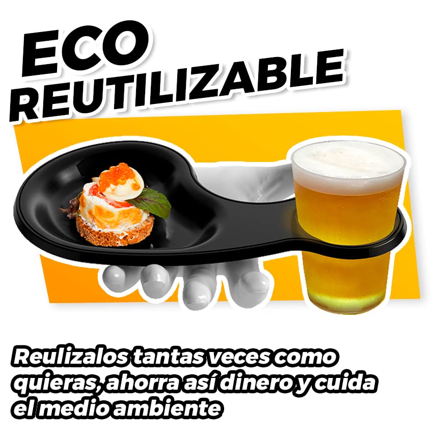 Platos Plastico Duro Reutilizables - Vaso Plato Reutilizable 2 en 1 - Vasos Plastico Duro Reutilizable + Plato Incorporado - Platos para Fiestas, Bodas, Cumpleaños y Eventos - Apto para Lavavajillas