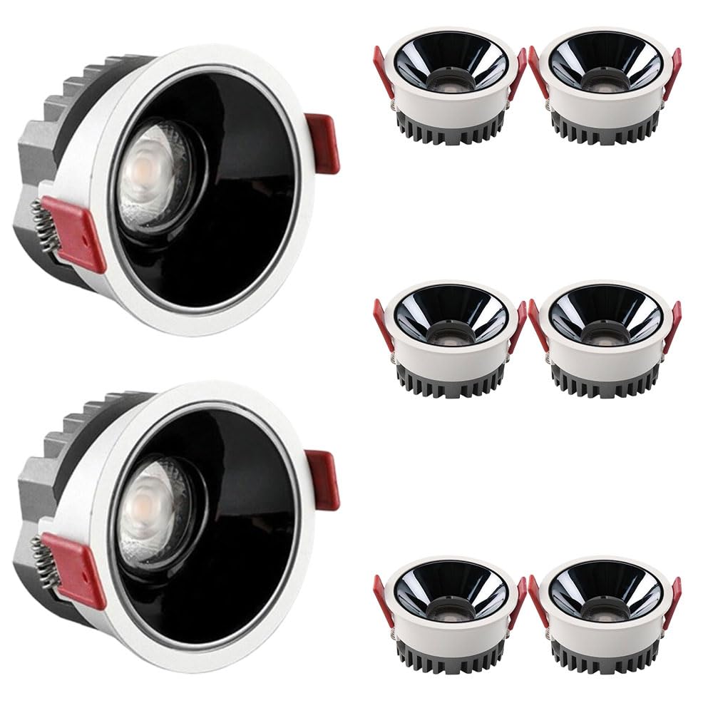JKJZSALJ 8-Pack Led Recessed Lighting,3-Inch 5W,7W,9W Light Fixture,Wwhite＆Black Led Ceiling Spotlight,Round Recessed,Cob Cri 90,For Living Room Corridor,4000K,7w-4000K