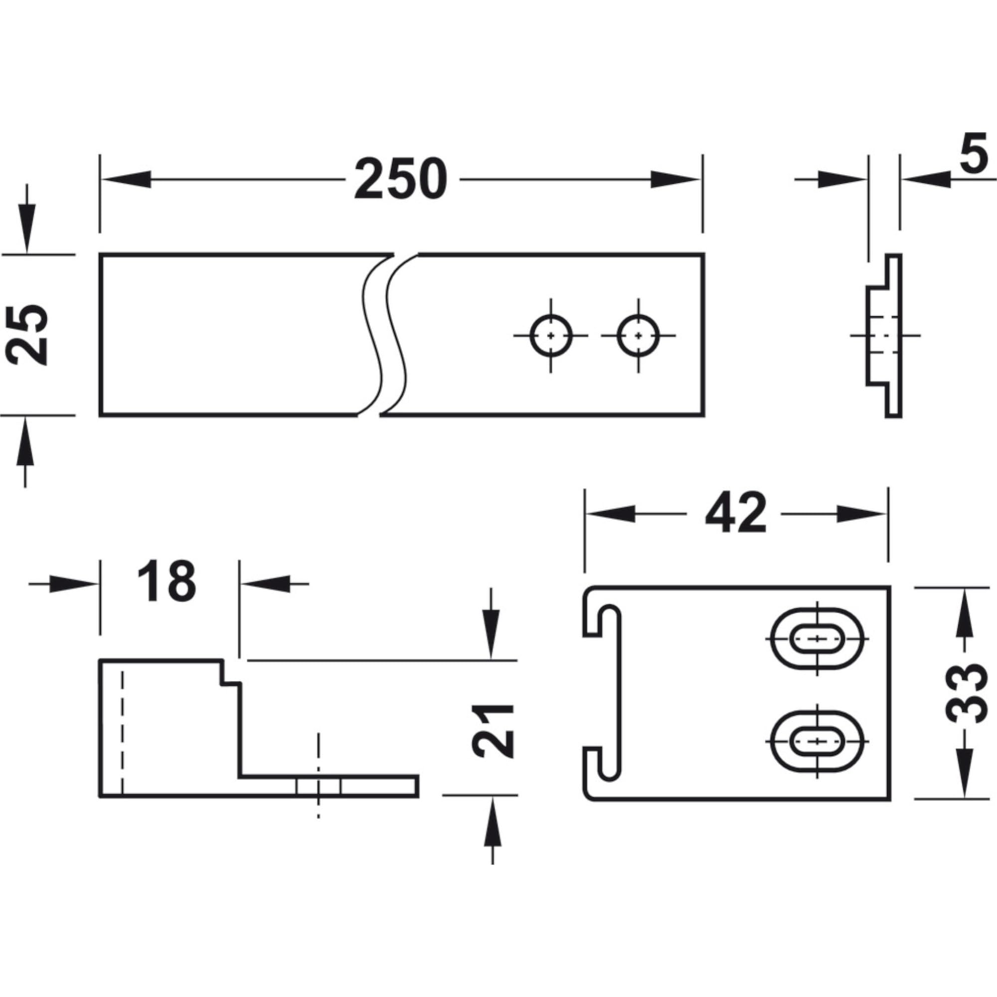 Cyclingcolors Glissière Porte Réfrigérateur Encastrable Charnière Accompagnement Guide 150 Mm Frigo Plastique Meuble, Brun