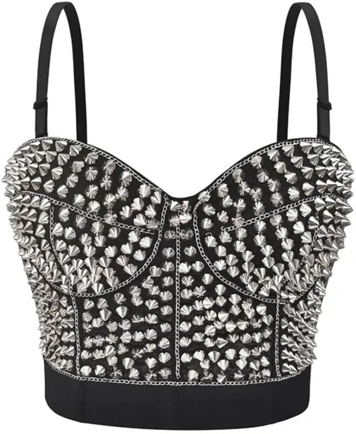 Women Rave Rock Nightclub Bars Brassiere Spaghetti Strap Gothic Push Up Bra Steampunk Crop Top