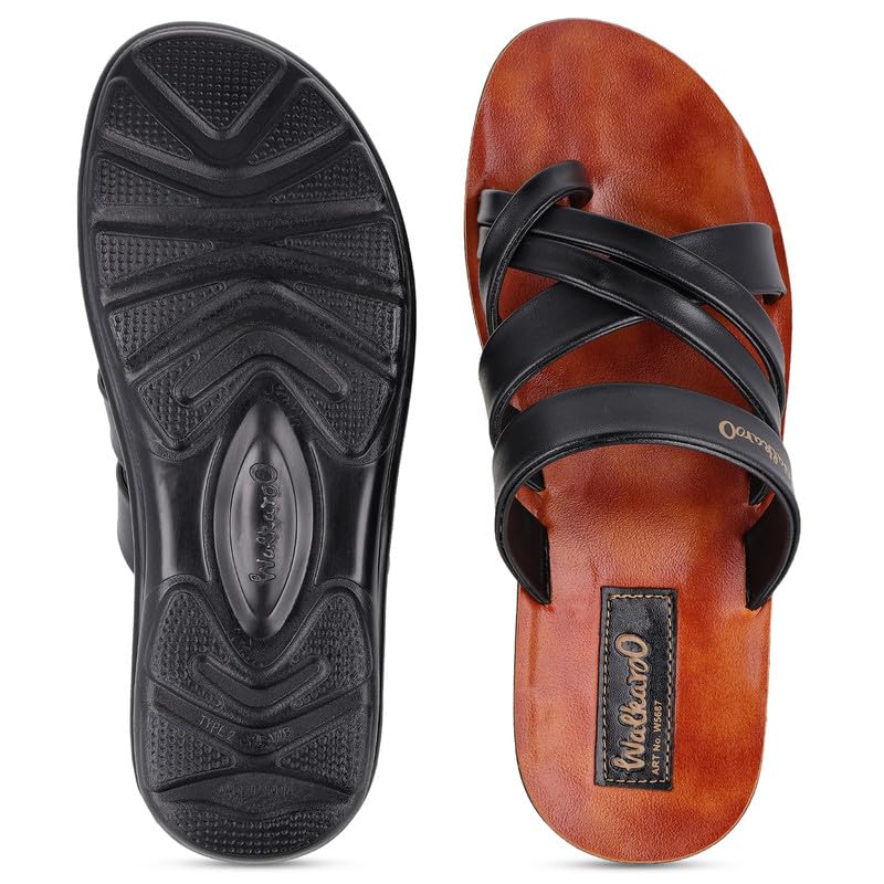 Image of WALKAROO Men's Fashion Sandals with Toe Ring, Cross Straps and Lightweight - W5687