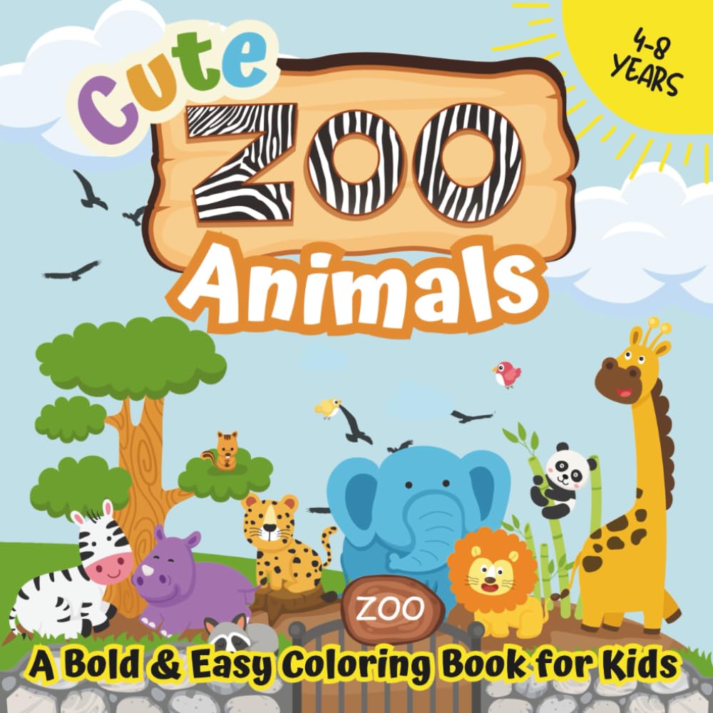 Cute Zoo Animals Coloring Book for Kids Ages 4–8: 45+ Adorable Zoo Creatures to Color – Lions, Elephants, Giraffes, Pandas, Birds, Reptiles & More! A ... Coloring Adventure for Little Animal Lovers