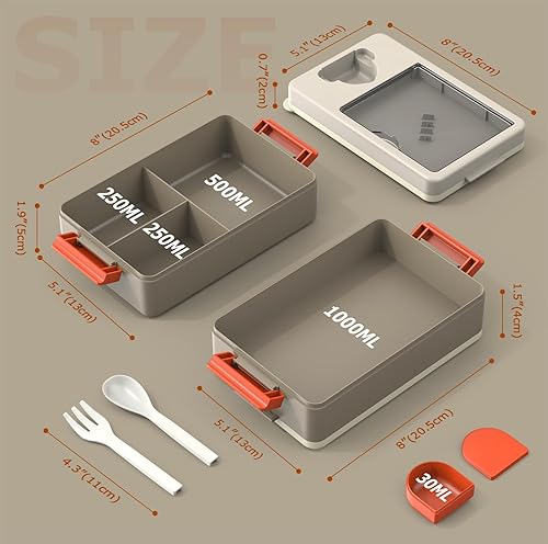 Miniatura 6 de Lonchera Bento Box para adultos, contenedor de almuerzo apilable de 2 capas con utensilios y bolsa aislada, gran capacidad de 67 onzas, a prueba de