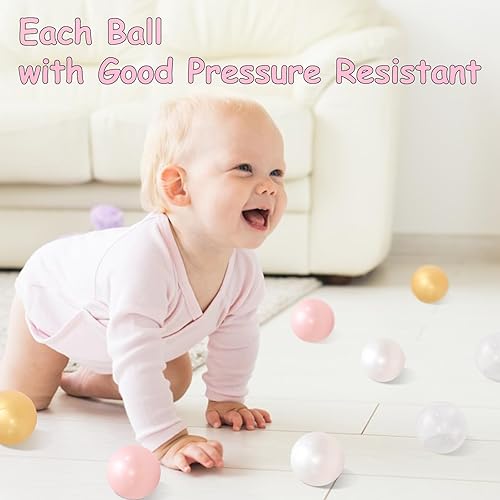 Miniatura 4 de ZLEVEAYN 100 bolas para bolas, a prueba de aplastamiento, colores perlas, sin BPA, no tóxico, bolas de juego de plástico para bebés, niños,