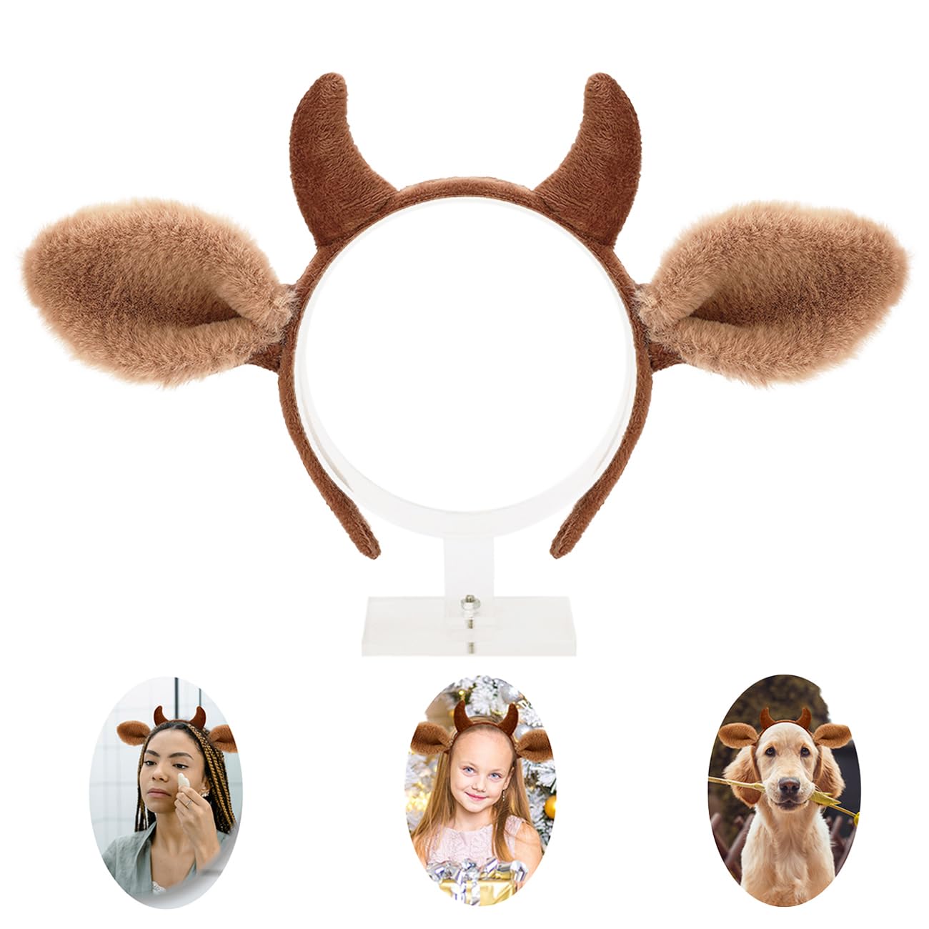 Amazon.com: Beviliu Brown Cow Ears Headband - Realistic 