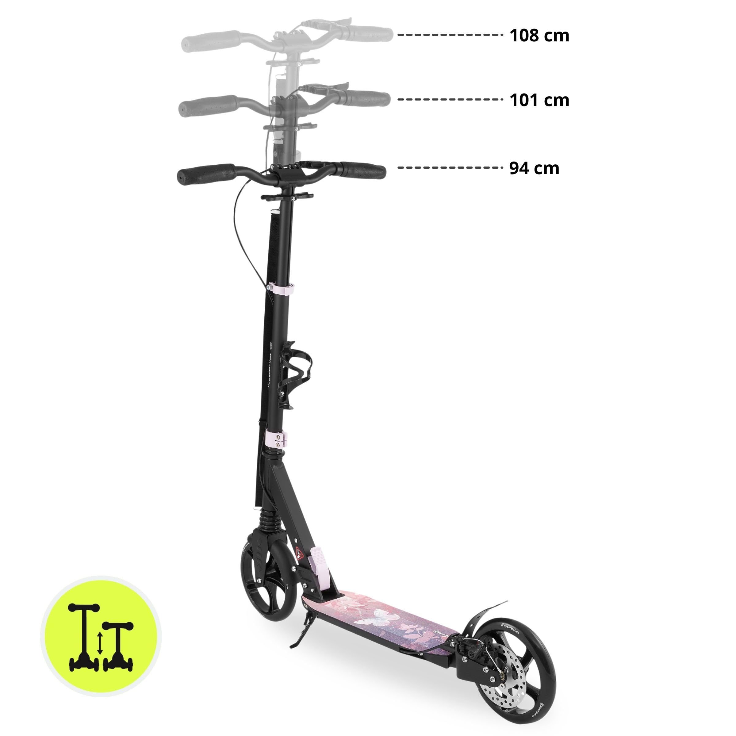 Hypermotion Trottinette Enfant 7 Ans et Adulte Pliable jusqu'à 100 kg - Trotinette pour Les Jeunes - Excellente Suspension, Plateforme Antidérapante, Guidon Réglable, Roues de 200 mm