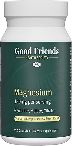 Complejo triple de magnesio - 150 mg de magnesio elemental, glicinato de alta absorción, malato, citrato - 120 cápsulas veganas, probado en