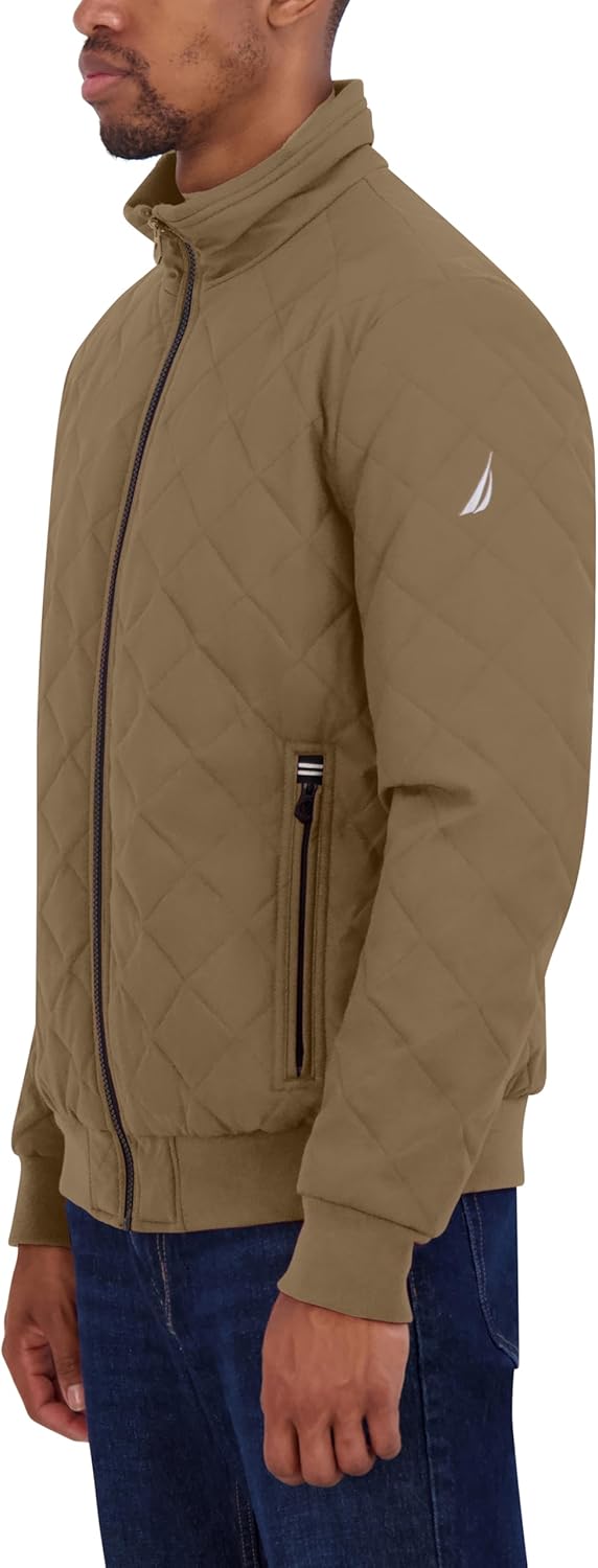Nautica Men's Lightweight Quilted Bomber Jacket – Mechanical Stretch Wind & Water-resistant