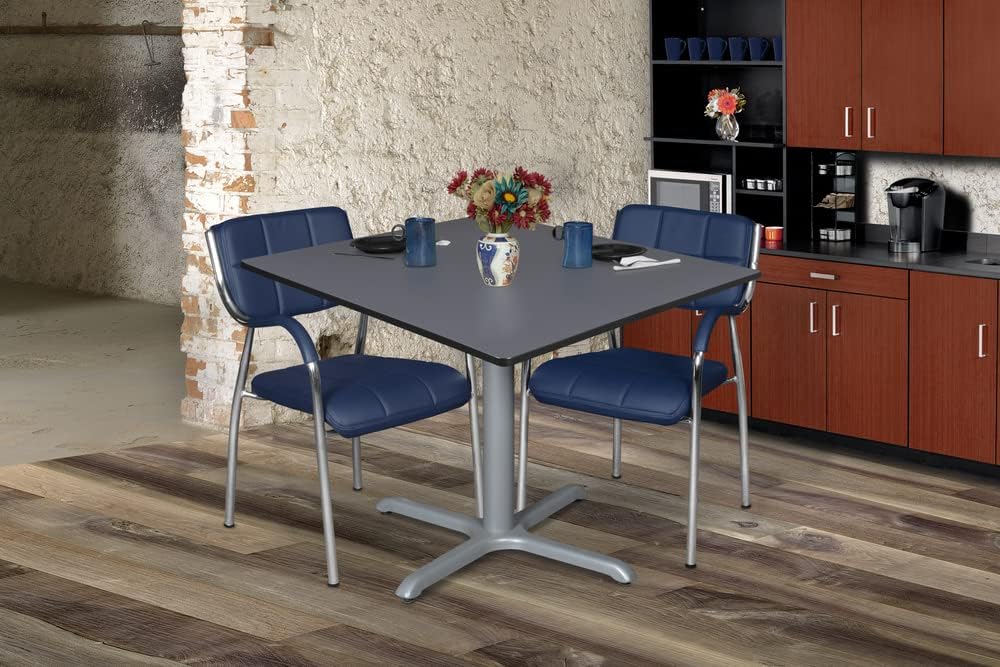 Regency Cain 48 in. Large Square X-Base Breakroom Table- Grey Top, Grey Legs