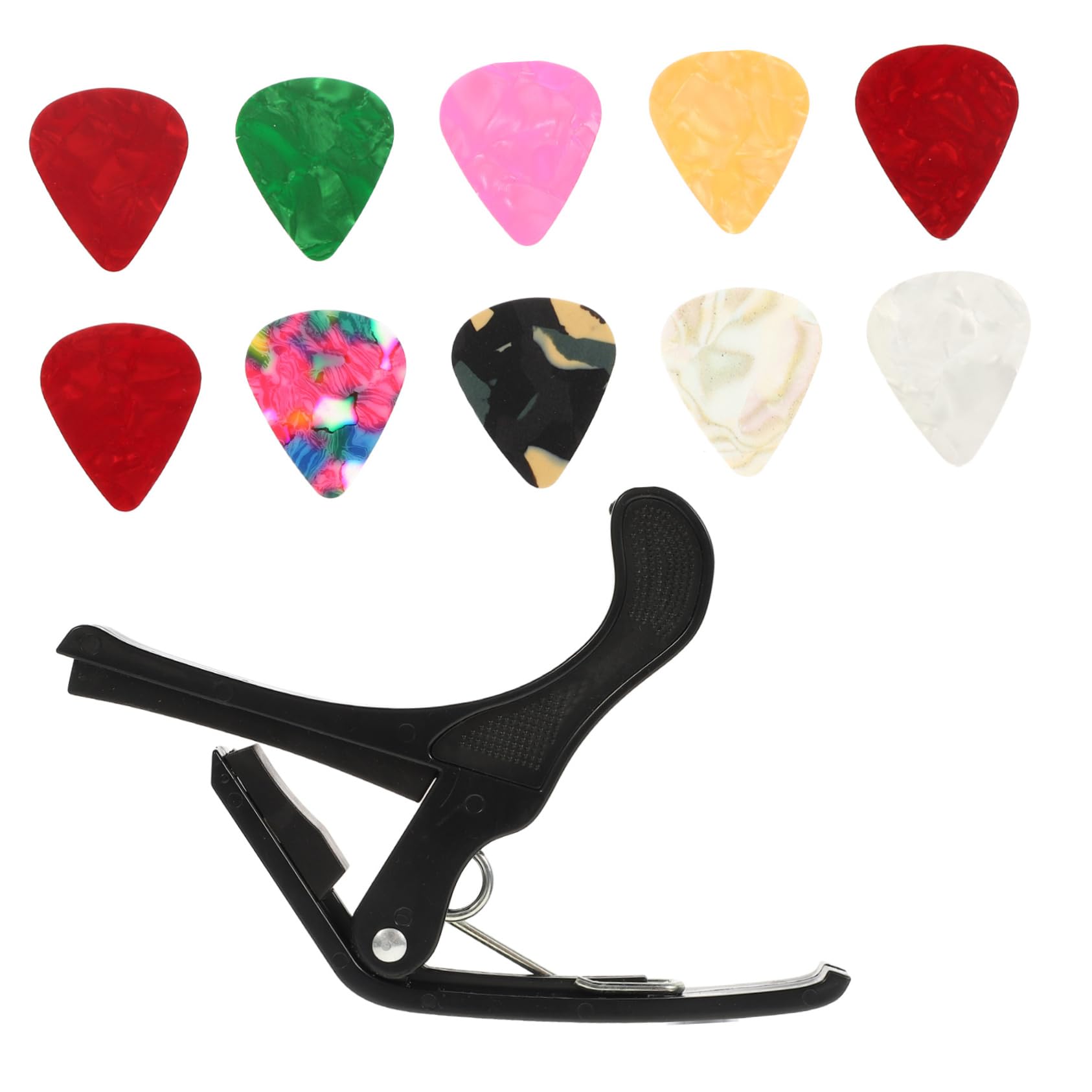 VANZACK 1 Set Guitar Capo Pick Set Multi Function Capo Guitar Picks Tuning Accessory for Beginners Professionals Random Color