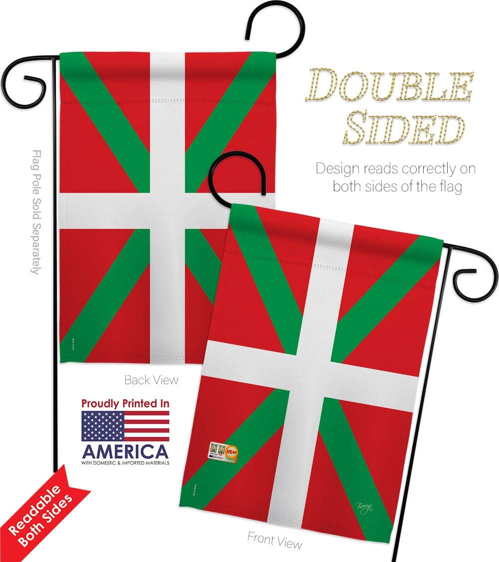 Basque Country Garden Flag Set Wall Holder Regional Nationality Nation International World Particular Area Small Decorative Gift Yard House Banner Double-Sided Made In USA 13 X 18.5