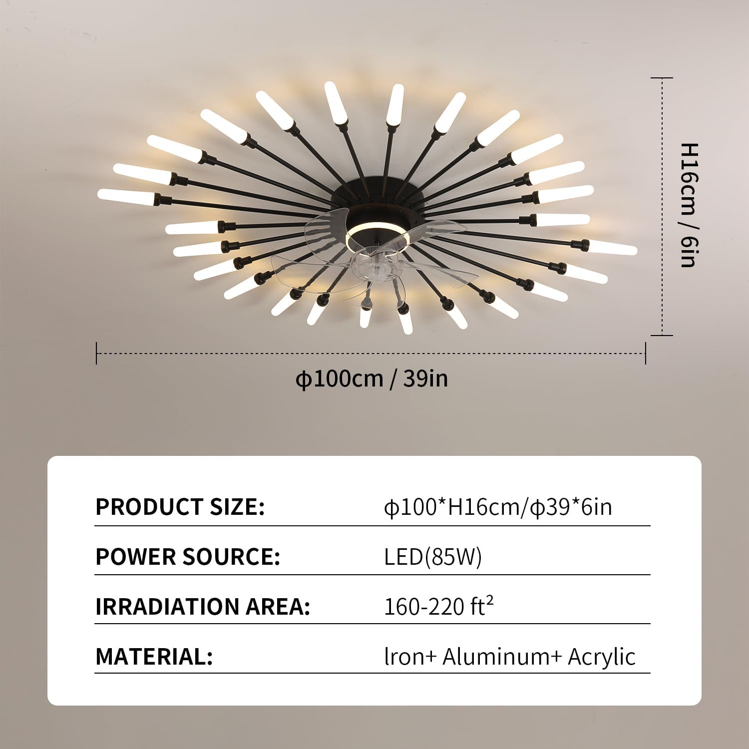 39" Modern Low Profile Ceiling Fan with Light,3-Color Dimmable LED, 6-Speed Quiet Motor,Flush Mount Bladeless Ceiling Fan with Led Lights and Remote Control for Living Room,Dining Room,Bedroom