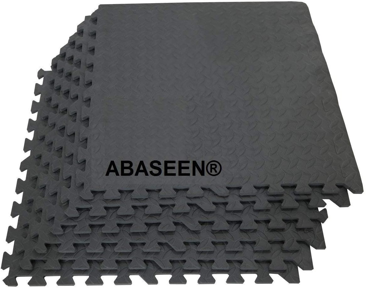 Abaseen 48 Sq Ft Interlocking Foam Mats Tiles Gym Play Garage Workshop Floor Dark Grey