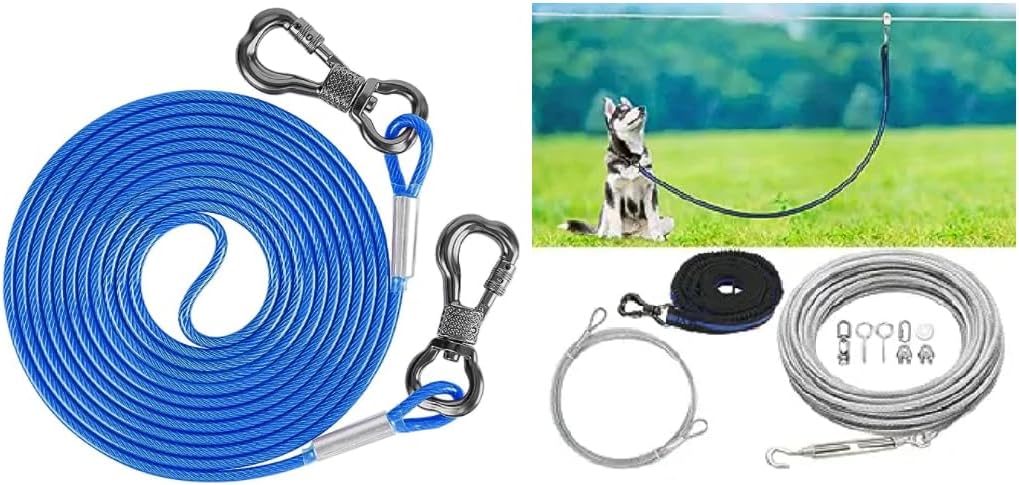XiaZ Dog Tie Out Cable 50ft Blue, XiaZ Dog Tie Out Cable 100ft