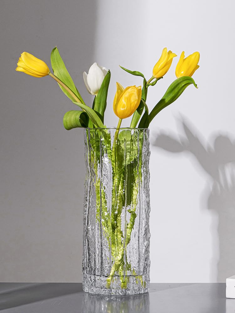 Vase, thickened glass vase, high footed glass vase, suitable for various scene decorations (24.5X9.5) transparent - Image 4