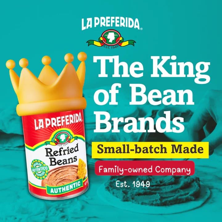 Image of La Preferida Authentic Refried Pinto Beans, Traditional Mexican Style Side Dish, Ready to Eat Pinto Beans, Creamy Homemade Taste, Frijoles Refritos, 16 Ounce (Pack of 3)