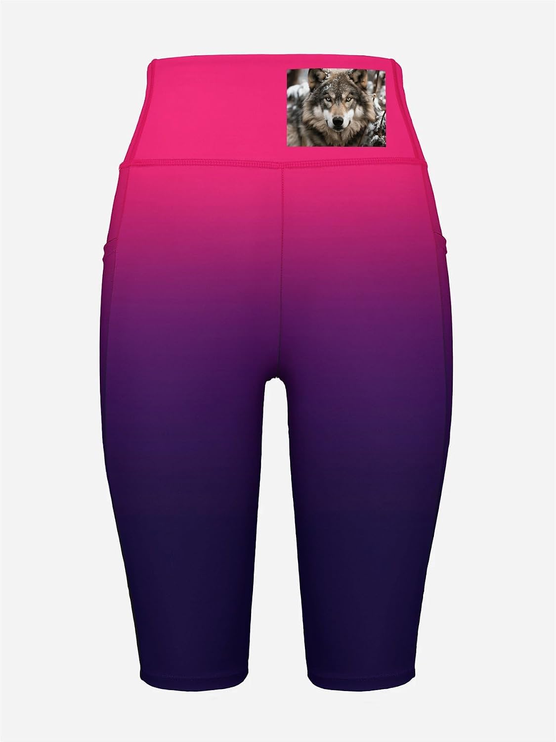 Lmage of Wolf in The Snow Swim Shorts with Pockets, Bottoms Swimwear, Women's Swim Pants Gradient Purple Powder, Bathing Suit Leggings XX-Large (xx_l) image 3