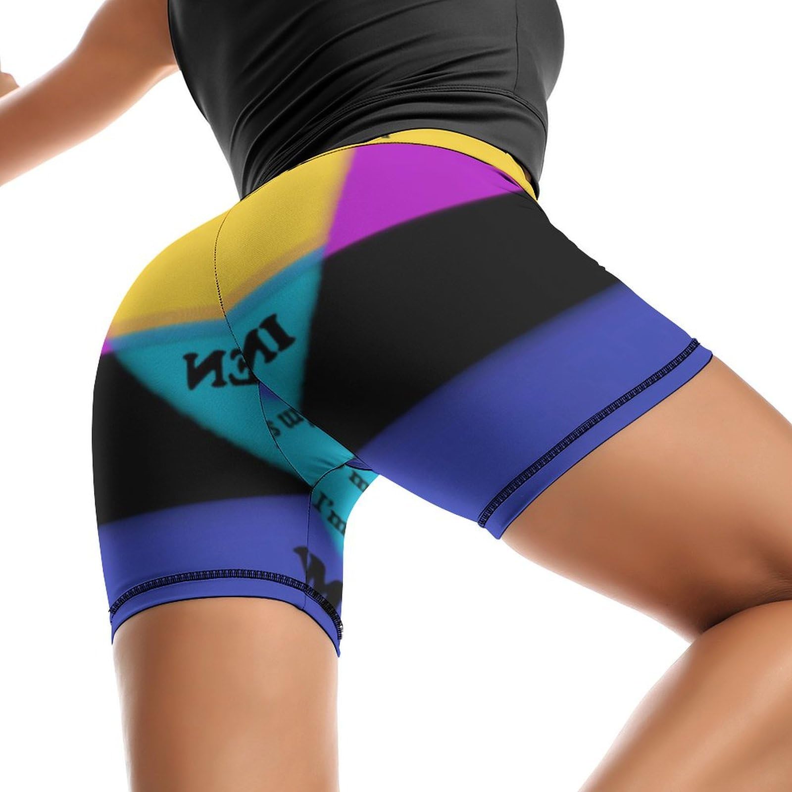 JYYAU Pansexual Pan Pride High Waist Yoga Shorts for Women Athletic Shorts Leggings Running Pants Black