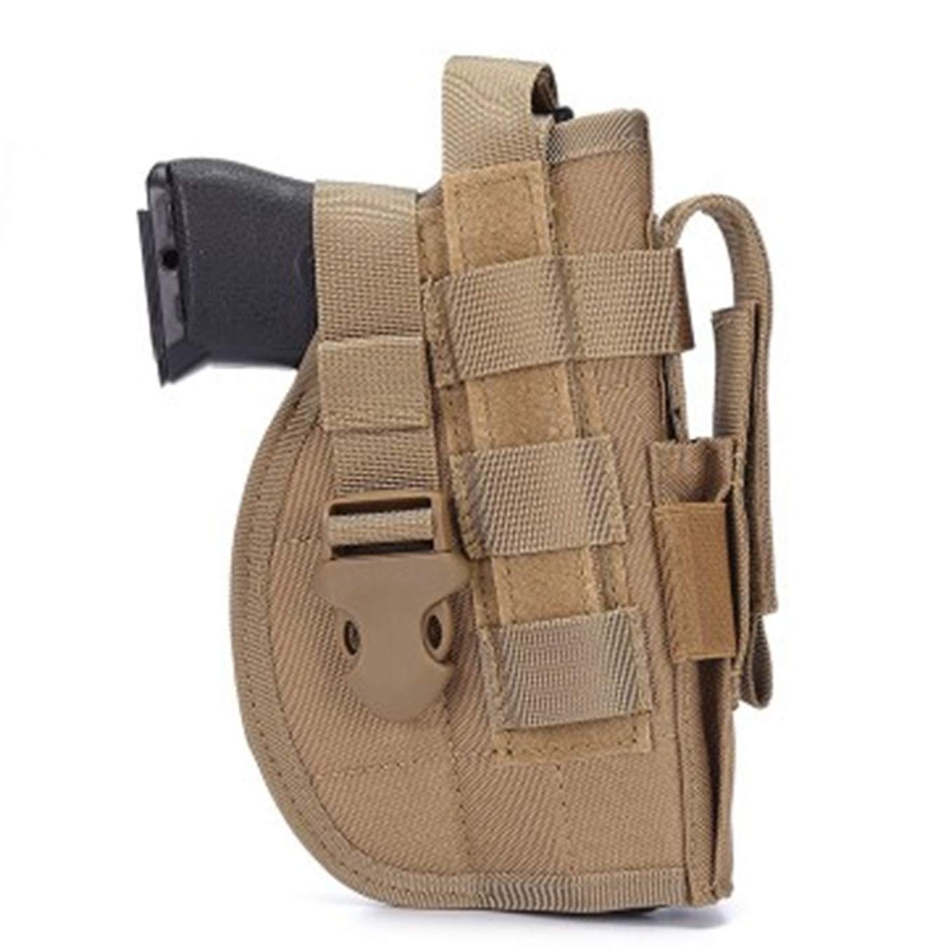 Universal Tactical Gun Holster Right Hand Molle Pistol Holster Combat Airsoft Waist Belt Holster Black Tan Green for Right Hand (5 Colors Optional)