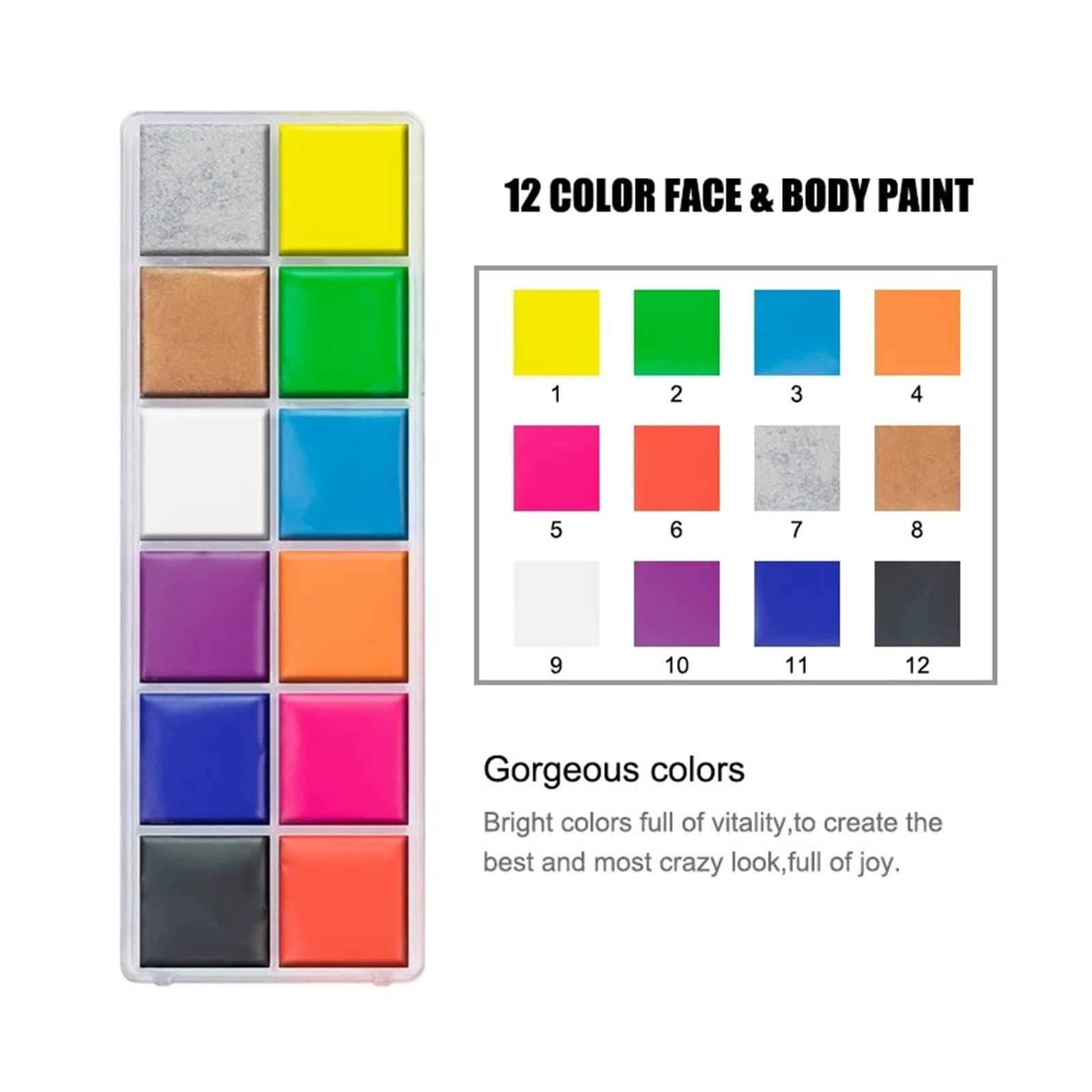 paleta de pintura corporal Paleta de pintura corporal y facial con 5 pinceles(2pcs with 6 brushes)