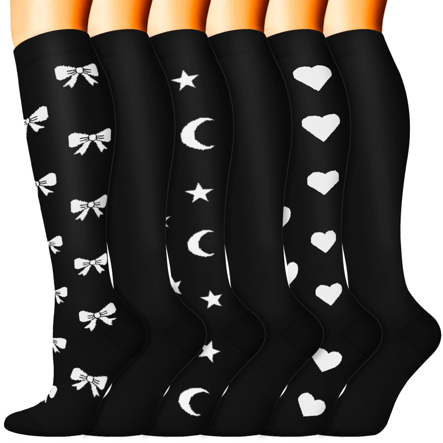 Sooverki Compression Socks for Women &amp; Men 6 Pairs is Best Supportive Knee High Stockings for Circulation, Travel, Nurses