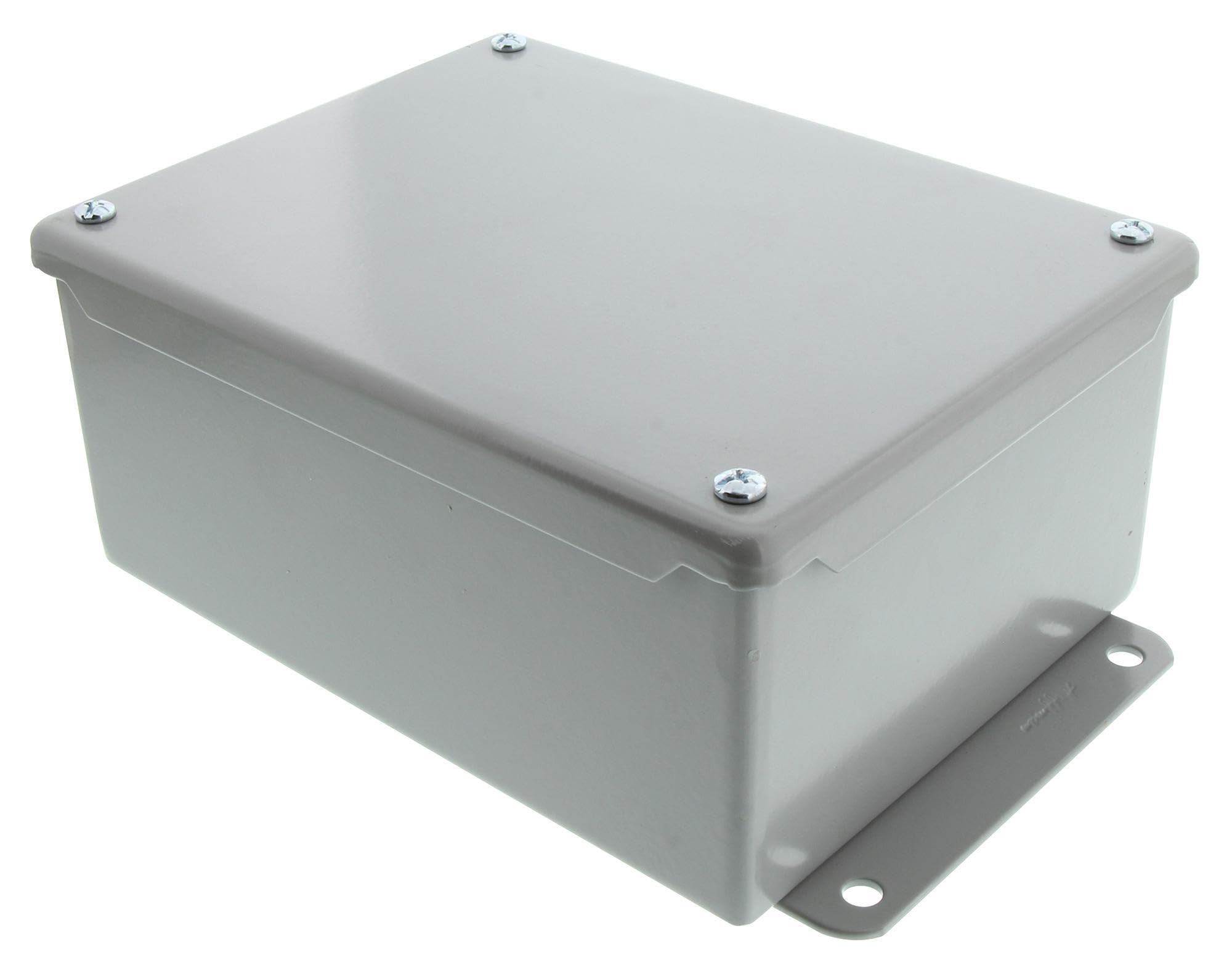 Hoffman A806SC Junction Box, NEMA 12, Screw Cover, 8" x 6" x 3-1/2", Steel/Gray